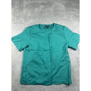 David Matthew Women's Polyester Button Up Blouse With Shoulder Pad Size 8